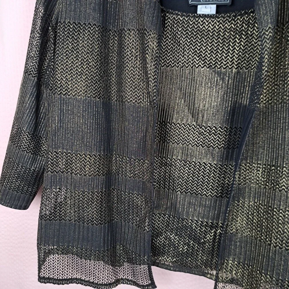 NEW Alex Evenings Set Of 2 Tank And Blazer Top Gold Metallic Black Size L